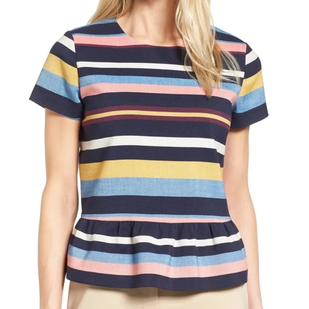 Halogen Striped Peplum Top sz: XS